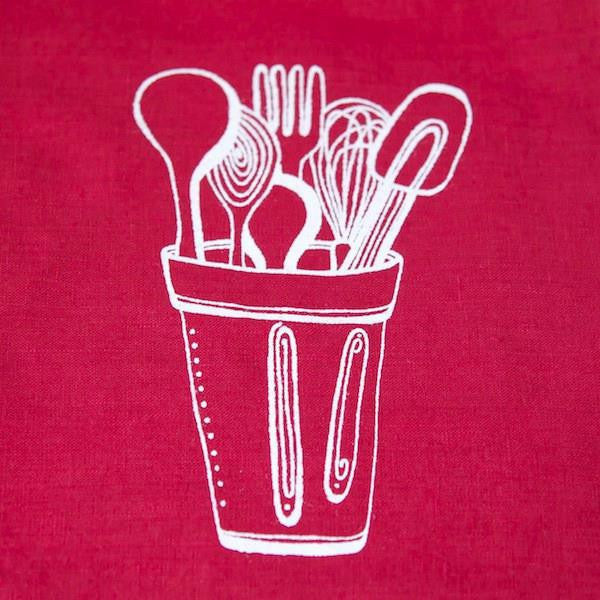 Kitchen Tools Towel, Red/White