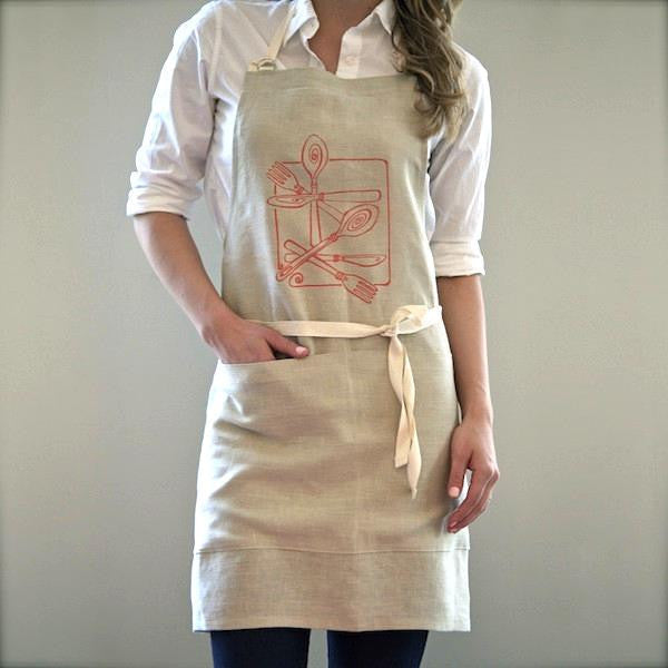 Cutlery Apron, Beige/Orange