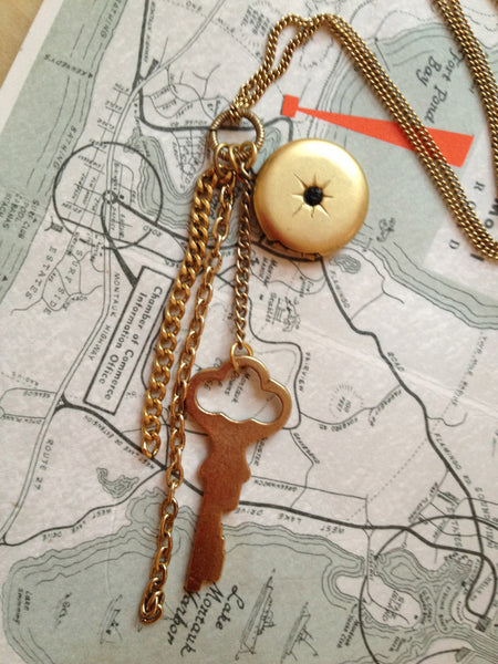 Locket and Key Charm Necklace