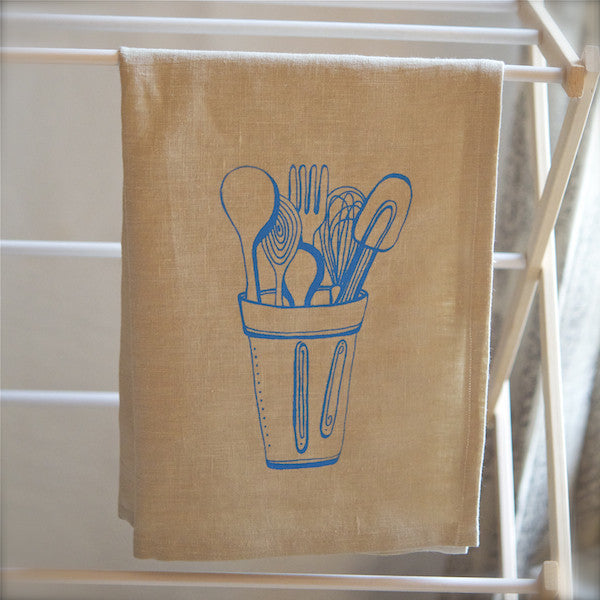 Kitchen Towel, Natural/Blue